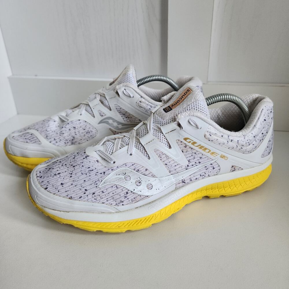 Saucony Guide ISO Running Shoes Men's Sz‎ 10, Speckle White/Yellow